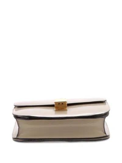 Pre-owned Celine Classic Box Bag Spazzolato Calfskin Medium Crossbody Bag In Neutral