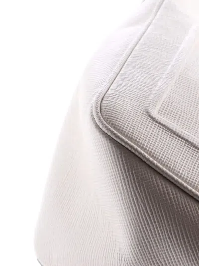 Pre-owned Prada Triangle Logo Zip Saffiano Leather Small Crossbody Bag In White