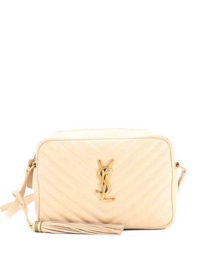 Pre-owned Saint Laurent Lou Camera Bag Matelasse Chevron Leather Small Crossbody Bag In Neutral