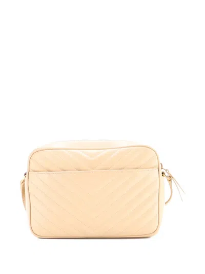 Pre-owned Saint Laurent Lou Camera Bag Matelasse Chevron Leather Small Crossbody Bag In Neutral