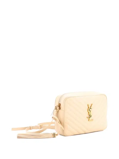 Pre-owned Saint Laurent Lou Camera Bag Matelasse Chevron Leather Small Crossbody Bag In Neutral