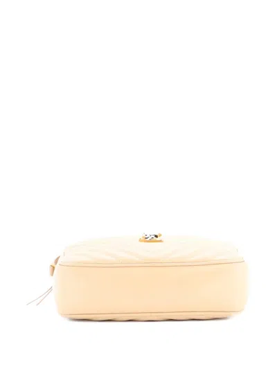 Pre-owned Saint Laurent Lou Camera Bag Matelasse Chevron Leather Small Crossbody Bag In Neutral