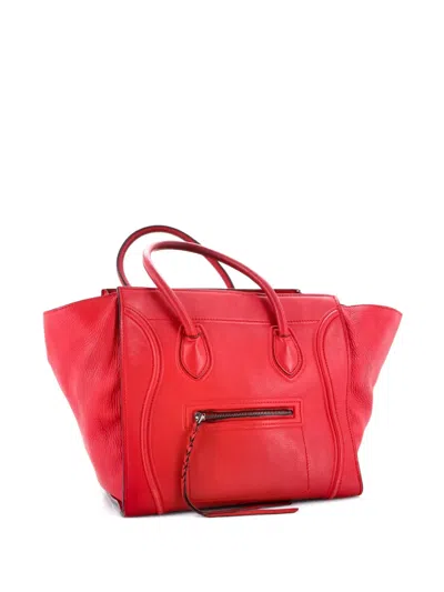 Pre-owned Celine Phantom Bag Grainy Leather Medium Tote Bag In Red