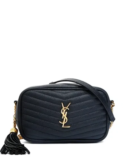Pre-owned Saint Laurent 2020s Mini Lou Cassandre Tassel Shoulder Bag In Black