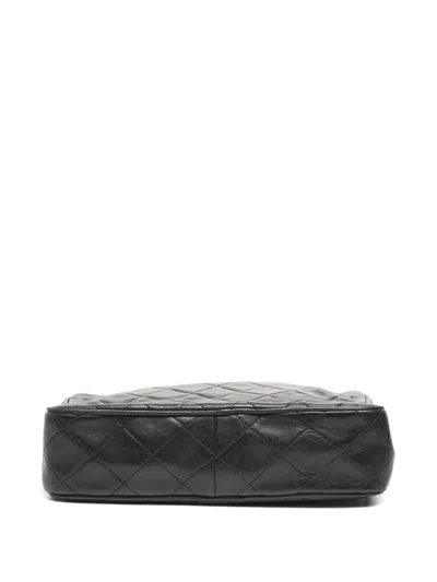 Pre-owned Chanel 1986-1988 Diamond Stitch Tassel Shoulder Bag In Black