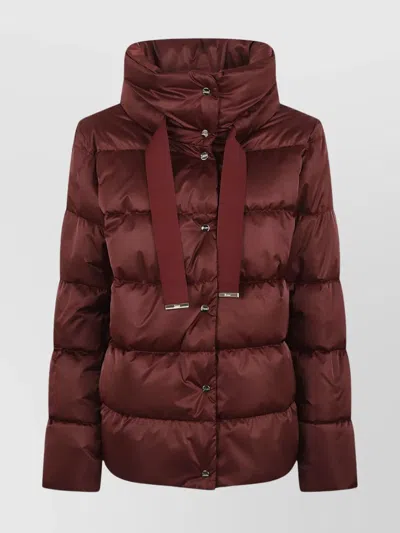 Herno Shiny Satin Cape Down Jacket Clothing In Red