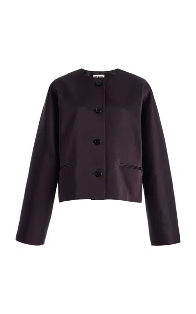 Staud Liz Cropped Satin Coat In Brown