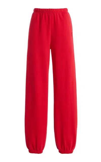 Éterne Embroidered Cotton And Modal-blend Jersey Tapered Track Pants In Red