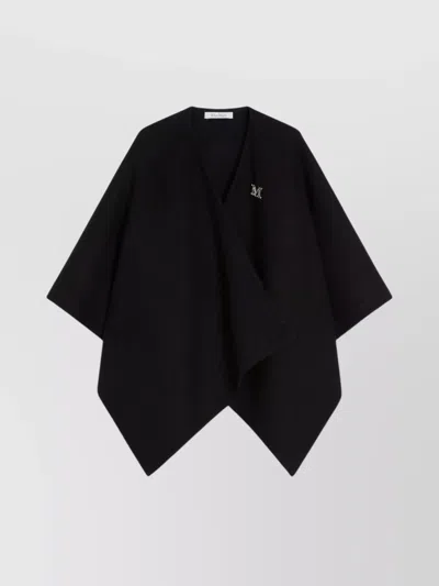 Max Mara Asymmetric Alpaca Wool Blend Cape Jacket In Black