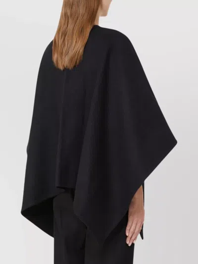 Max Mara Asymmetric Alpaca Wool Blend Cape Jacket In Black