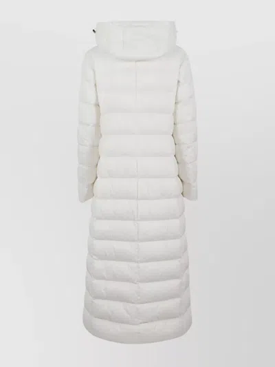 Herno Long Padded Quilted Hooded Jacket In White