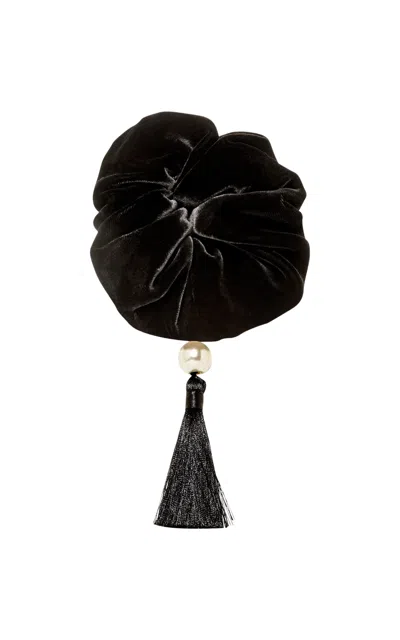 Jennifer Behr Tassel Velvet Isadora Pony Wrap In Black