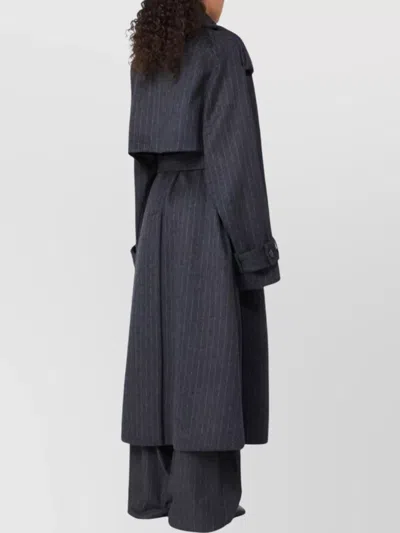 Sportmax Tailored Wool Coat Cinched Belt In Blue