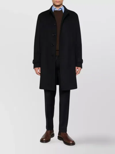 Lardini Cashmere Outerwear Coat With Classic Collar In Black