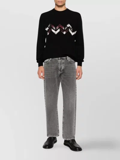 Missoni Wool Sweater With Zigzag Detail And Long Sleeves In Black