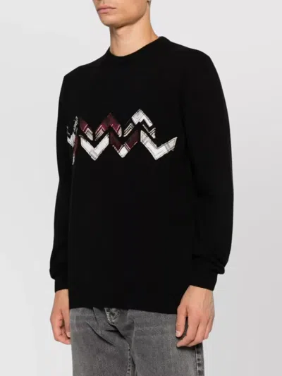 Missoni Wool Sweater With Zigzag Detail And Long Sleeves In Black