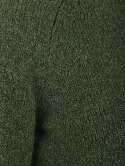 Dries Van Noten Textured Knit Pullover Raglan Sleeves In Green