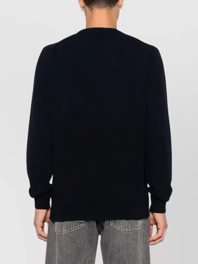 Missoni Knitted Crew Neck Sweater With Zigzag Detail In Black