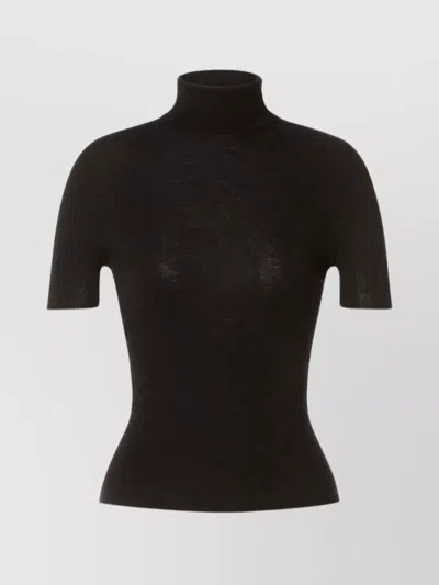 Alberta Ferretti Turtleneck Sweater With Open Back And Tie In Black
