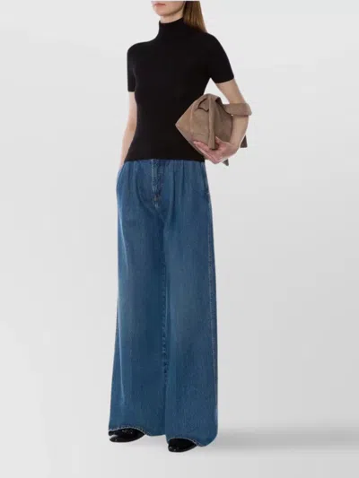 Alberta Ferretti Turtleneck Sweater With Open Back And Tie In Black