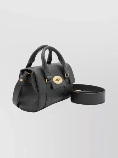 Mulberry Structured Leather Cross-body Bag Top Handle In Black