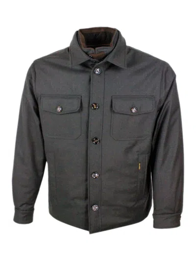 Moorer Brown Duino Down Jacket With Buttons Closure In Brown