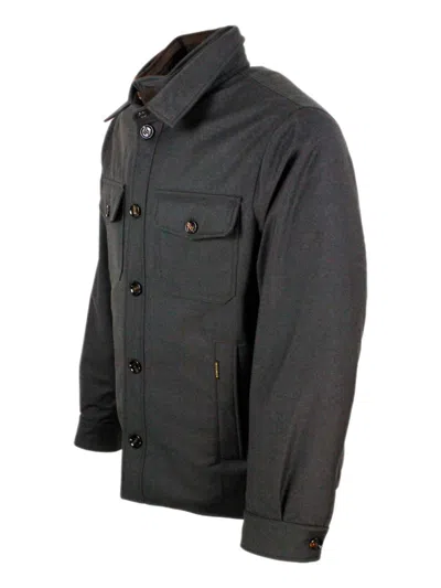 Moorer Brown Duino Down Jacket With Buttons Closure In Brown