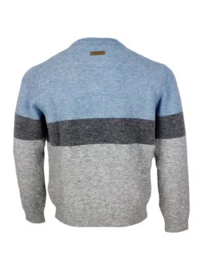 Jacob Cohen Color Block Crew Neck Sweater In Blue