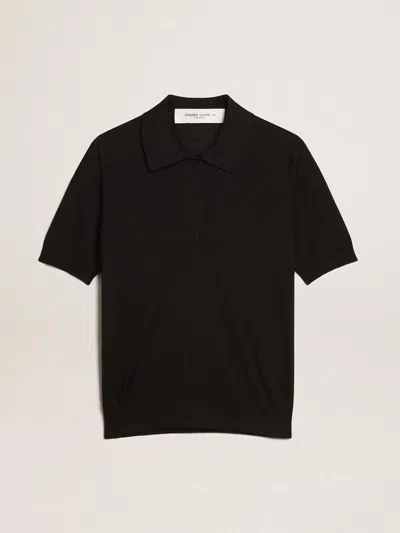 Golden Goose Golden W's Polo Knit Short Sleeves In Black