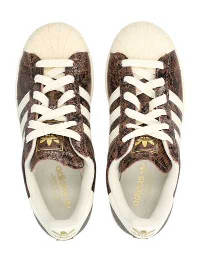 Adidas Originals Womens Snake Print Preloved Bro Superstar Ii Leather Trainers In Brown