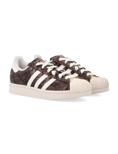 Adidas Originals Womens Snake Print Preloved Bro Superstar Ii Leather Trainers In Brown