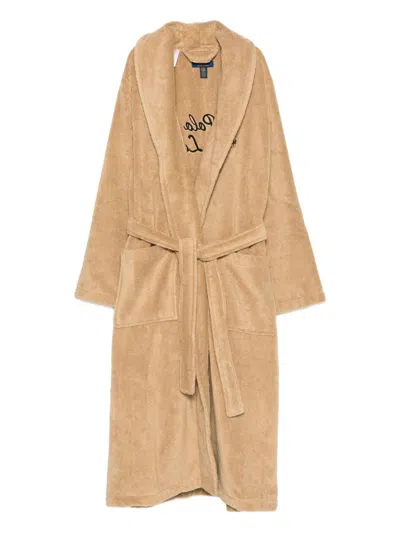Polo Ralph Lauren Logo-embroidered Belted Bath Robe In Yellow