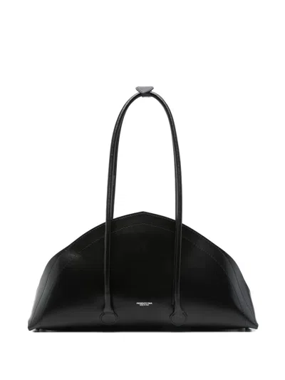 Federico Cina Curved Leather Shoulder Bag In Black
