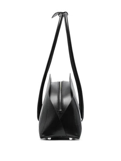 Federico Cina Curved Leather Shoulder Bag In Black