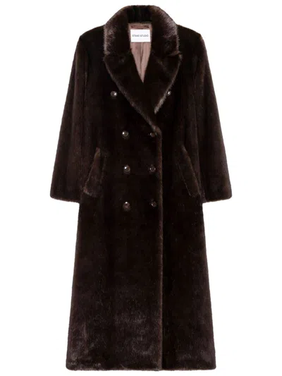 Stand Studio Harper Faux Fur Long Coat Clothing In Brown