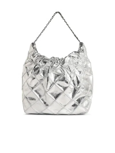 Tory Burch Fleming Quilted-effect Mini Bag In Silver