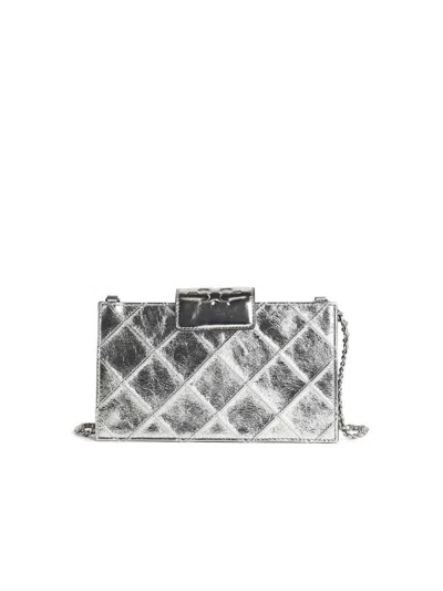 Tory Burch Silver Leather Crossbody Bag In Transparent