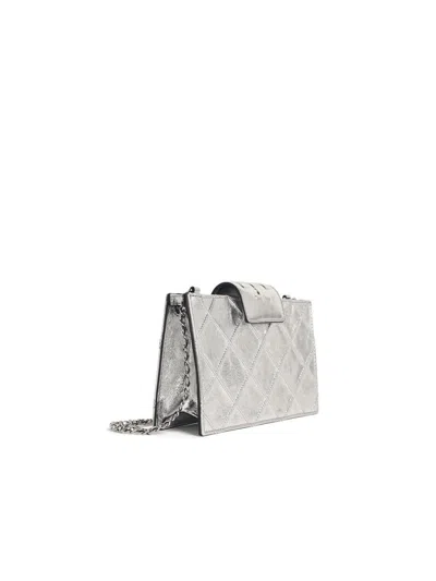 Tory Burch Silver Leather Crossbody Bag In Transparent