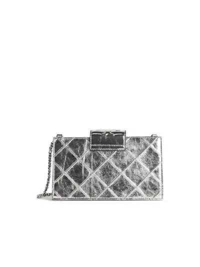 Tory Burch Silver Leather Crossbody Bag In Transparent