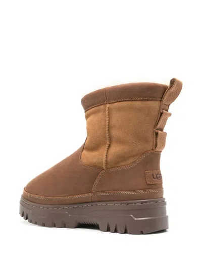Ugg Waterproof Colour-block Ankle Boots With Shearling Trim In Brown