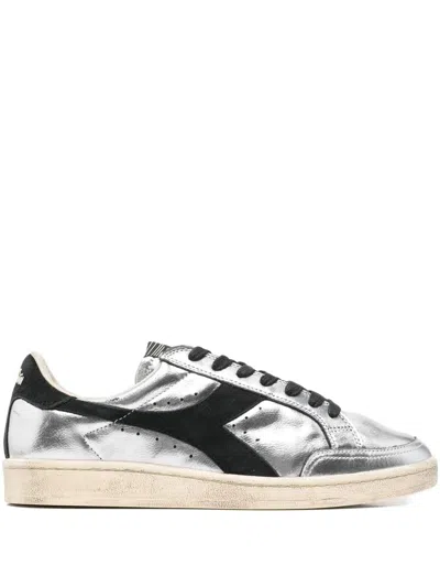 Diadora Metallic-panelled Sneakers In Gray