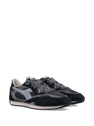 Diadora Heritage Equipe Revenge Used Sneakers In Suede With Vintage Effect In Black