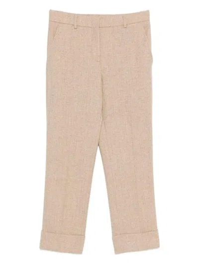 Incotex Tailored Wool Trousers Cuffed Hem In Brown