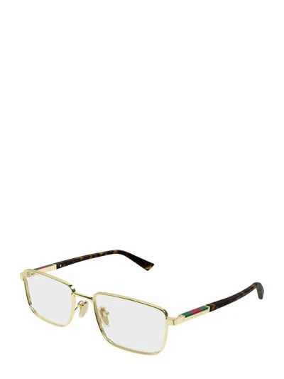 Gucci Eyewear Rectangular Frame Glasses In Gold