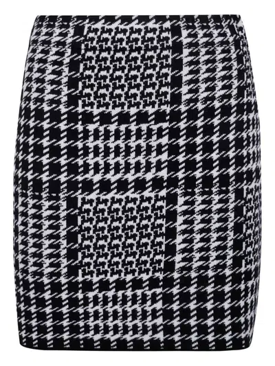 Twinset Houndstooth Mini Skirt In Black