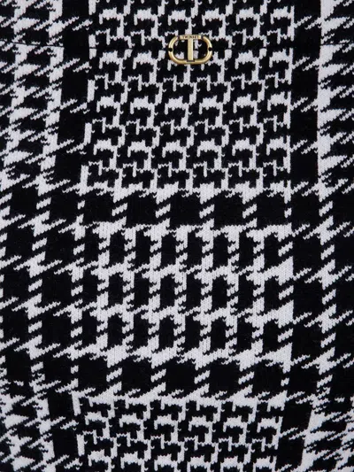 Twinset Houndstooth Mini Skirt In Black