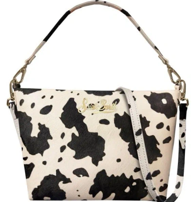 Mc2 Saint Barth Aline Cow-print Leather Clutch Bag In White