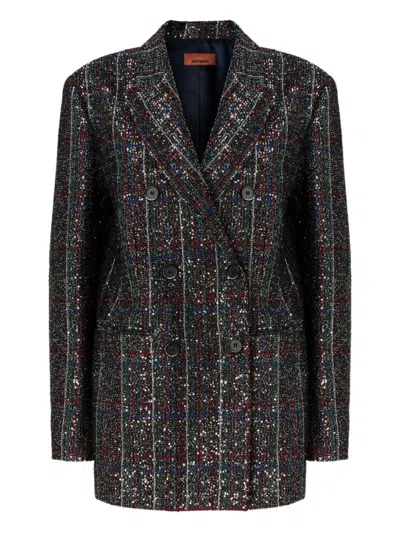 Missoni Double-breasted Checked Blazer Featuring Sequins In Multi