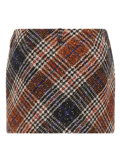Missoni Wool Check Mini Skirt In Multi
