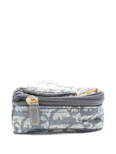 Pre-owned Dior 1998 Saddle Pouch Trotter Clutch Bag In Blue